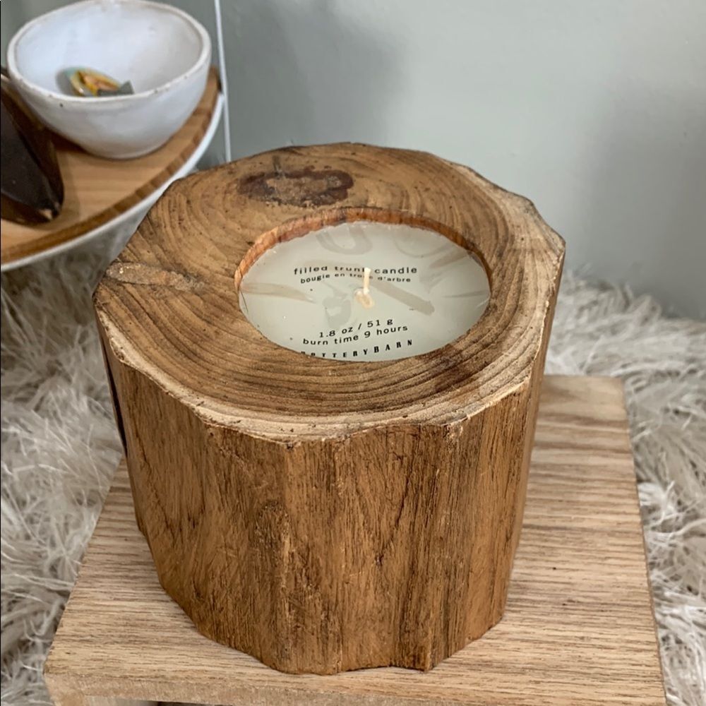 Pottery Barn Wooden Small‎ Filled Trunk Candle For Rustic Farm Cabin Decor
